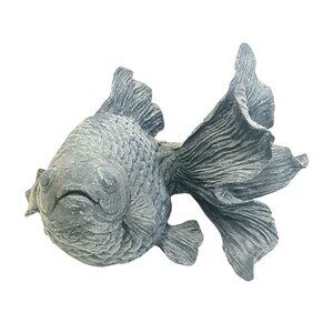 Gray Green Resin Koi Goldfish Statue for Garden or Home Decor
